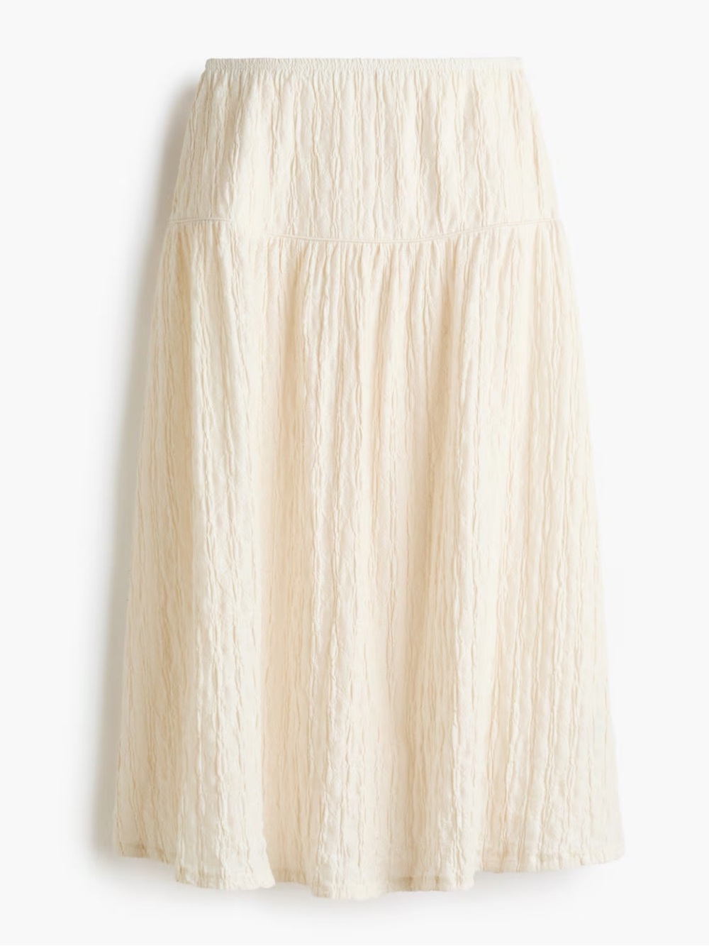 H&M NWT ivory off white Cream Textured Midi Skirt, lined